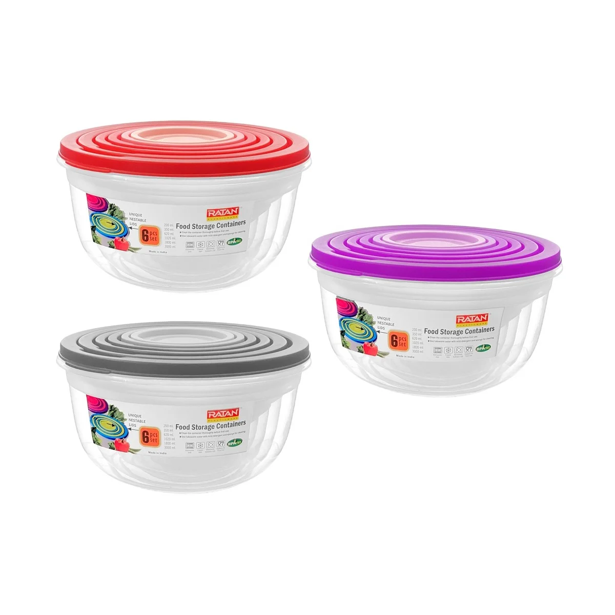 Conjunto de 6 Recipientes para Alimentos - BZ/IMP