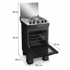 Fogão MFI4BF 4 Bocas Preto - Mueller