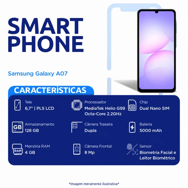 Celular Samsung Galaxy A07 128GB Violeta