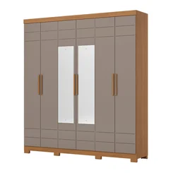 Roupeiro Flora 6 Portas 3 Gavetas Cinamomo/Avelã D215-220 - Henn