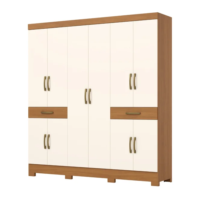 Roupeiro 10 Portas 2 Gavetas B384-221 Cinamomo/Off White - Briz