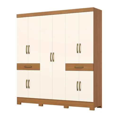 Roupeiro 10 Portas 2 Gavetas B384-221 Cinamomo/Off White - Briz