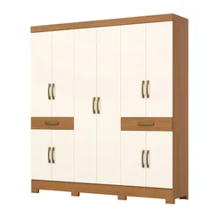 Roupeiro 10 Portas 2 Gavetas B384-221 Cinamomo/Off White - Briz