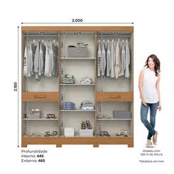 Roupeiro 10 Portas 2 Gavetas B384-221 Cinamomo/Off White - Briz