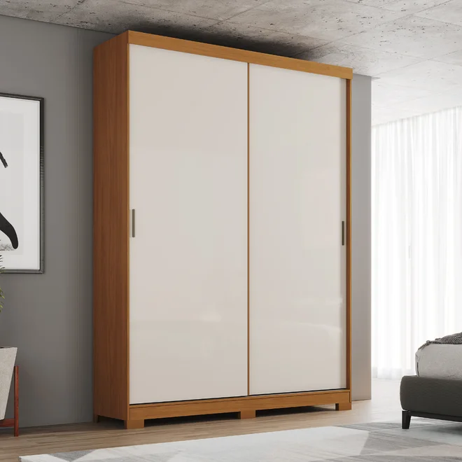 Roupeiro Lucca 2 Portas Deslizantes Cinamomo/Off White/Avelã D348-226 - Henn