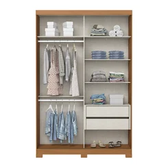 Roupeiro Lucca 2 Portas Deslizantes Cinamomo/Off White/Avelã D348-226 - Henn