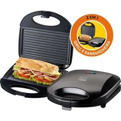 Sanduicheira Grill Classic 2 em 1 750W 127V Preto - Mallory
