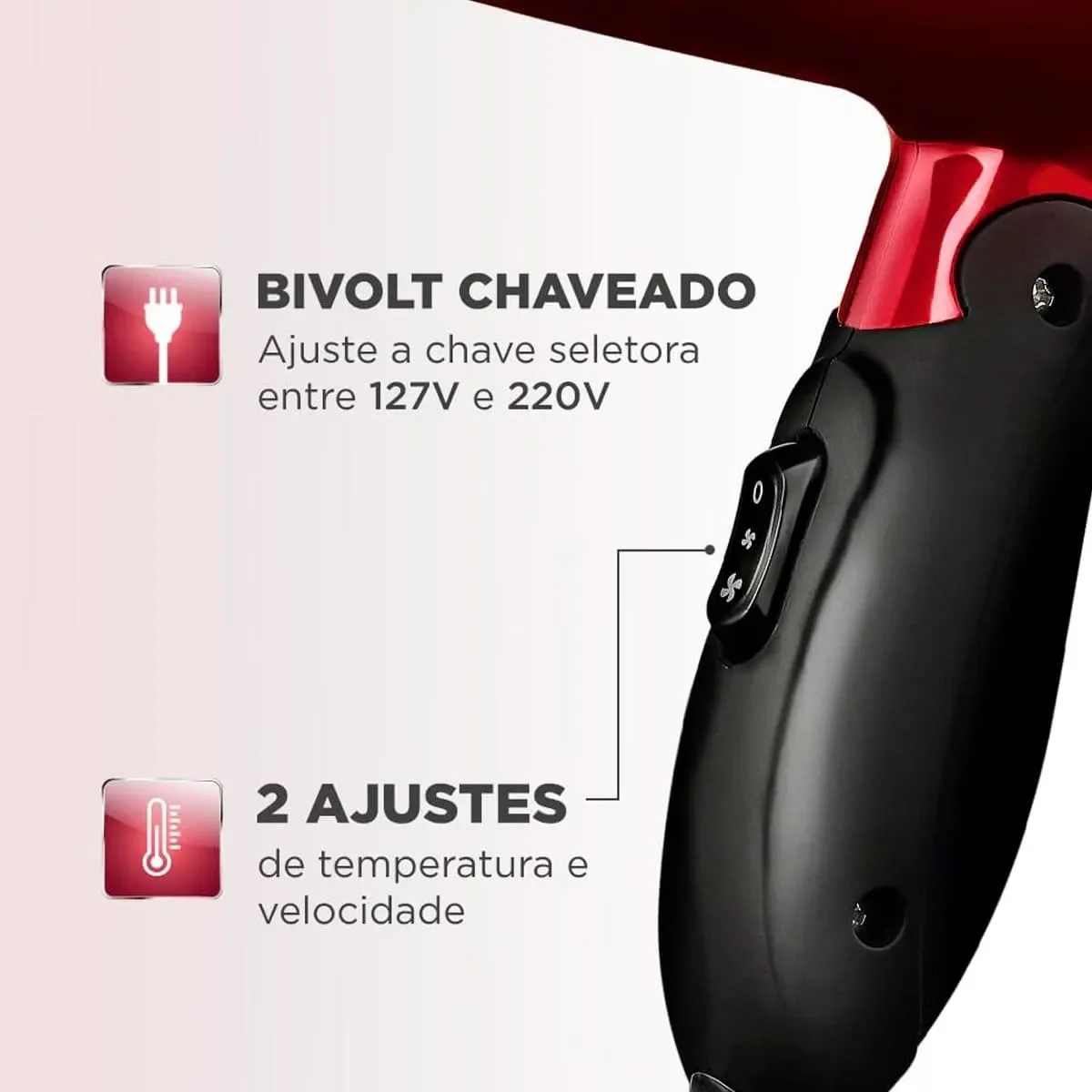 Secador De Cabelo SC-10 Bivolt Vermelho - Mondial