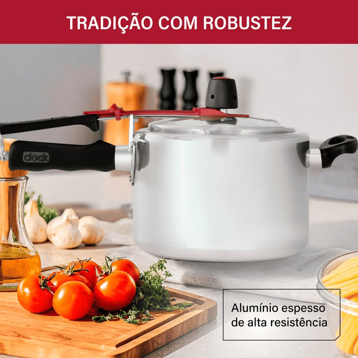 Panela de Pressão Clock Original 4,5L Alumínio Polida Fechamento Interno - AP / MT
