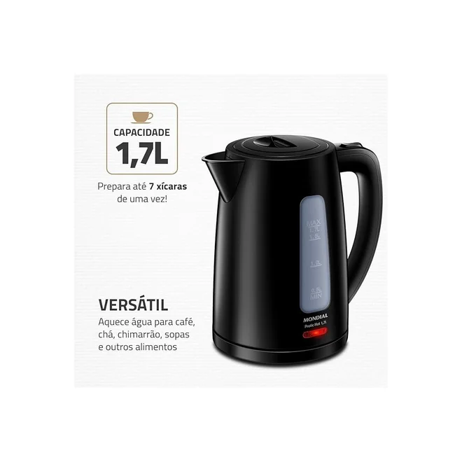 Chaleira Elétrica Mondial Pratic Hot CE-17 1,7L Preto 127V - AP / MT