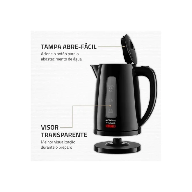Chaleira Elétrica Mondial Pratic Hot CE-17 1,7L Preto 127V - AP / MT