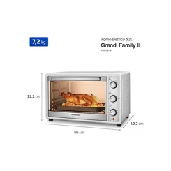 Forno Elétrico Mondial Grand Family II 52L Branco/Inox 1800W FRN-52-W 127V - AP / MT