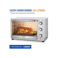 Forno Elétrico Mondial Grand Family II 52L Branco/Inox 1800W FRN-52-W 127V - AP / MT
