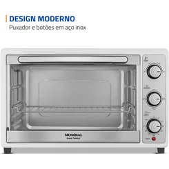 Forno Elétrico Mondial Grand Family II 52L Branco/Inox 1800W FRN-52-W 127V - AP / MT