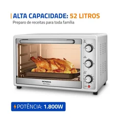 Forno Elétrico Mondial Grand Family II 52L Branco/Inox 1800W FRN-52-W 127V - AP / MT