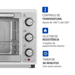 Forno Elétrico Mondial Grand Family II 52L Branco/Inox 1800W FRN-52-W 127V - AP / MT