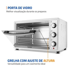 Forno Elétrico Mondial Grand Family II 52L Branco/Inox 1800W FRN-52-W 127V - AP / MT