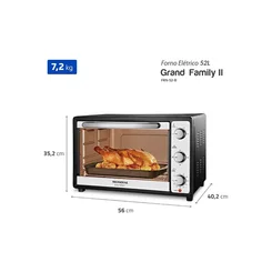 Forno Elétrico Mondial Grand Family II 52L FRN-52-B Preto/Inox 127V - AP / MT