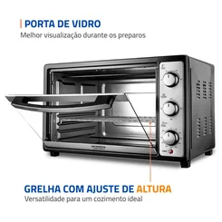 Forno Elétrico Mondial Grand Family II 52L FRN-52-B Preto/Inox 127V - AP / MT