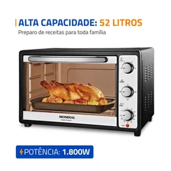 Forno Elétrico Mondial Grand Family II 52L FRN-52-B Preto/Inox 127V - AP / MT