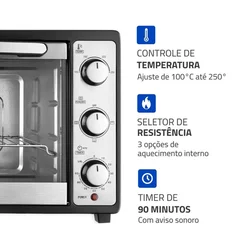 Forno Elétrico Mondial Grand Family II 52L FRN-52-B Preto/Inox 127V - AP / MT