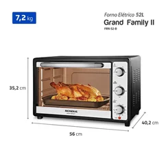 Forno Elétrico Mondial Grand Family II 52L FRN-52-B Preto/Inox 127V - AP / MT