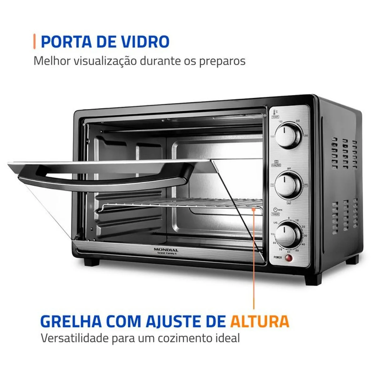Forno Elétrico Mondial Grand Family II 52L FRN-52-B Preto/Inox 127V - AP / MT
