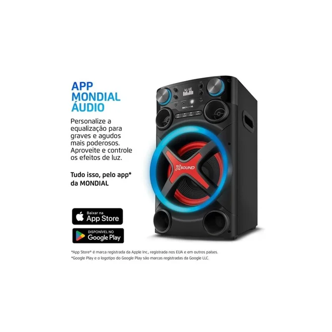 Torre de Som Mondial TM-1200 1200W RMS Bluetooth Luzes LED Bivolt - AP / MT