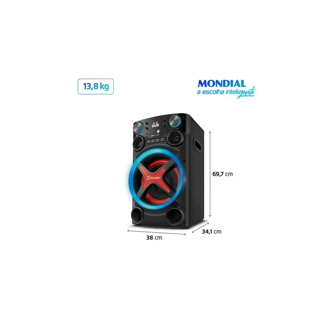 Torre de Som Mondial TM-1200 1200W RMS Bluetooth Luzes LED Bivolt - AP / MT