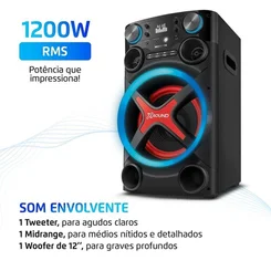 Torre de Som Mondial TM-1200 1200W RMS Bluetooth Luzes LED Bivolt - AP / MT