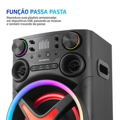 Torre de Som Mondial TM-1200 1200W RMS Bluetooth Luzes LED Bivolt - AP / MT