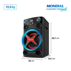 Torre de Som Mondial TM-1200 1200W RMS Bluetooth Luzes LED Bivolt - AP / MT