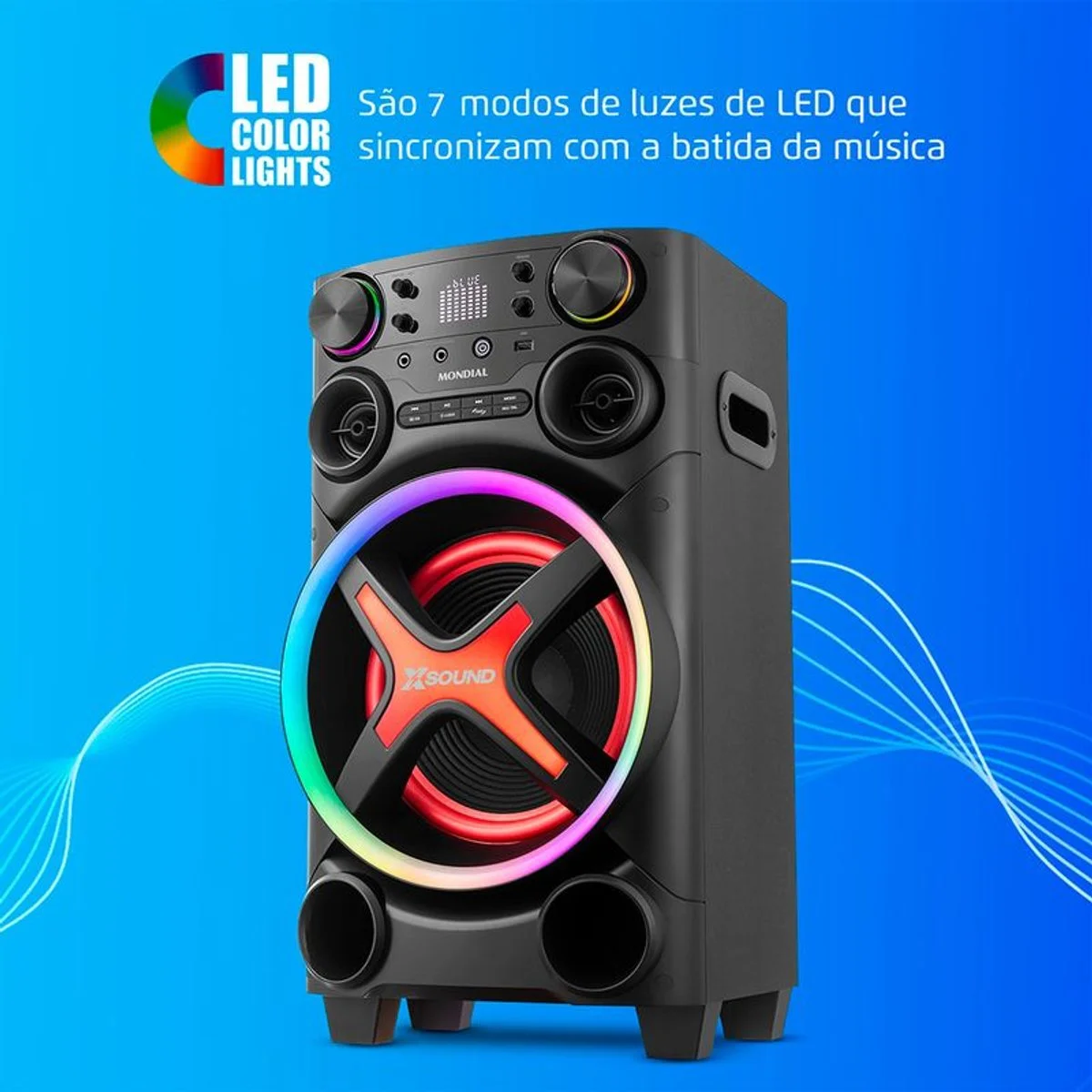 Torre de Som Mondial TM-1200 1200W RMS Bluetooth Luzes LED Bivolt - AP / MT