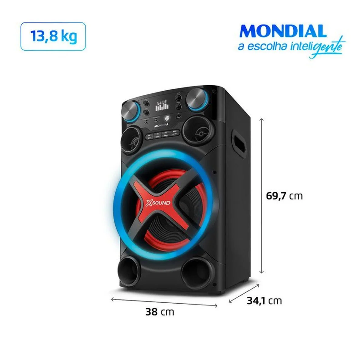 Torre de Som Mondial TM-1200 1200W RMS Bluetooth Luzes LED Bivolt - AP / MT
