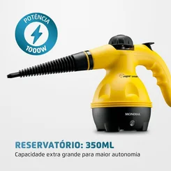 Higienizador a Vapor Mondial Vapor Wash HG-01 1000W 127V Amarelo e Preto - AP / MT