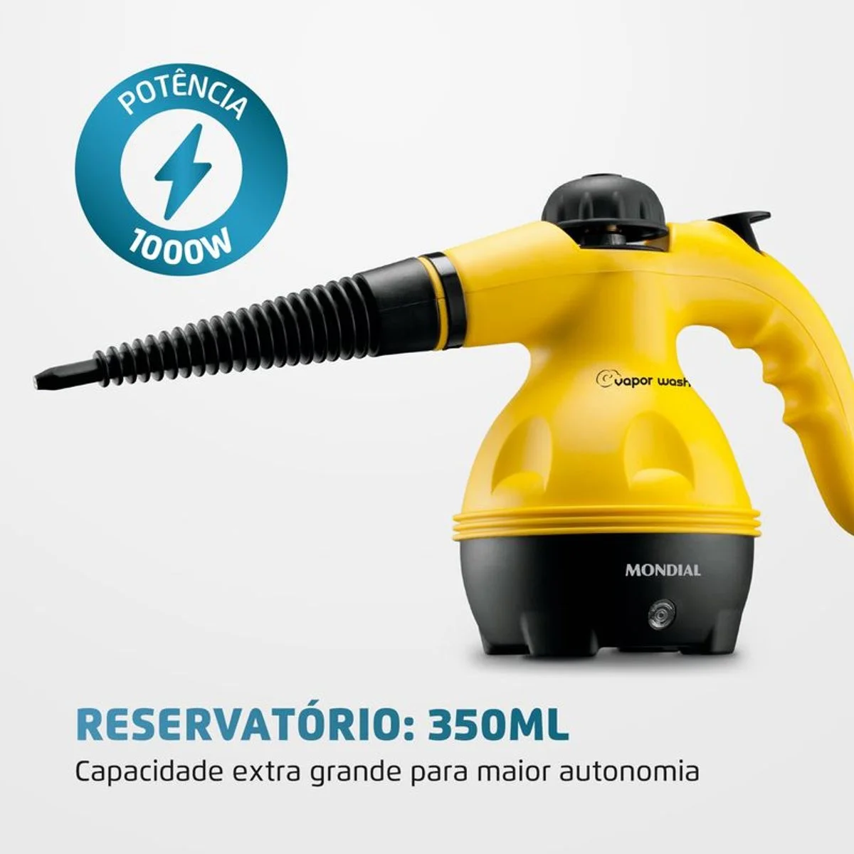 Higienizador a Vapor Mondial Vapor Wash HG-01 1000W 127V Amarelo e Preto - AP / MT