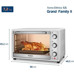 Forno Elétrico Mondial Grand Family II FR-52-W 52L Branco 127V - AP / MT