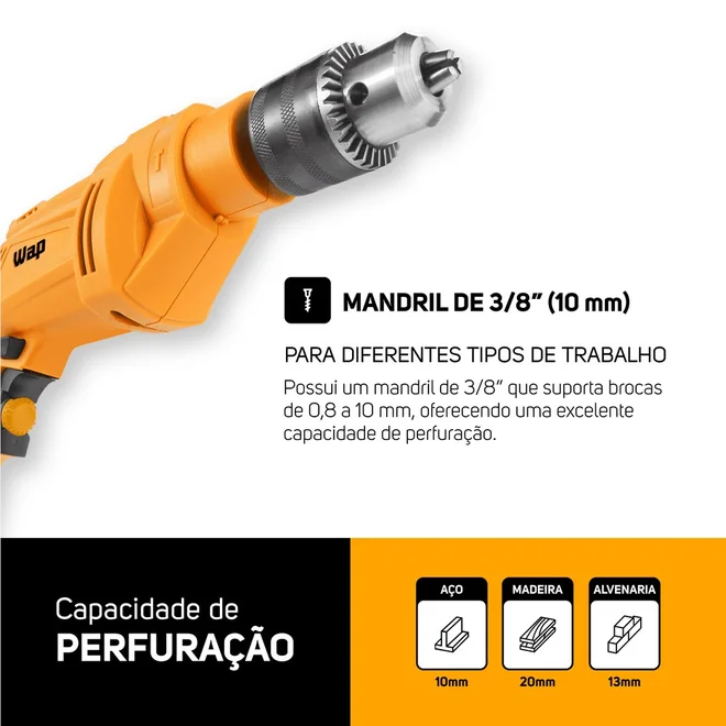 Parafusadeira e Furadeira de Impacto WAP 3/8" WF 700FE W2 700W - AP / MT
