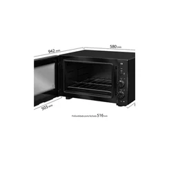 Forno Elétrico de Bancada Mueller MFB50F 50L Preto Fosco 127V Vidro Duplo com Grill - AP / MT