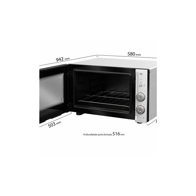 Forno Elétrico de Bancada Mueller MFB50F 50L Branco com Grill e Vidro Duplo - AP / MT