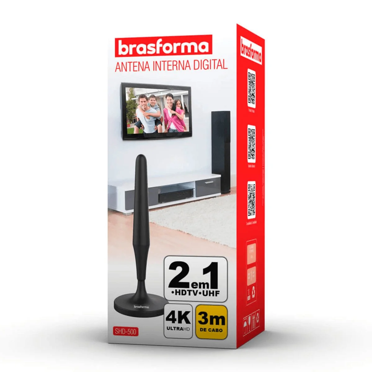 Antena Digital Interna Omnidirecional UHF HDTV SHD-500 Brasforma - AP / MT