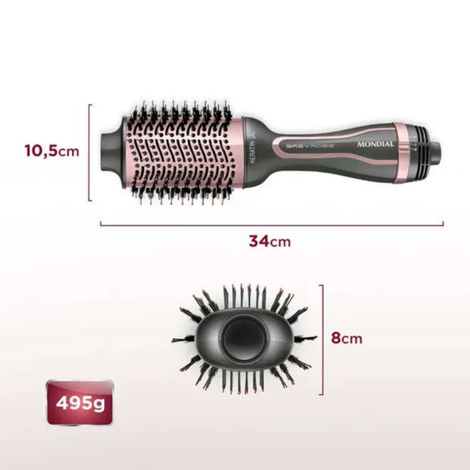 Escova Secadora Bivolt Gray Rosa - Mondial