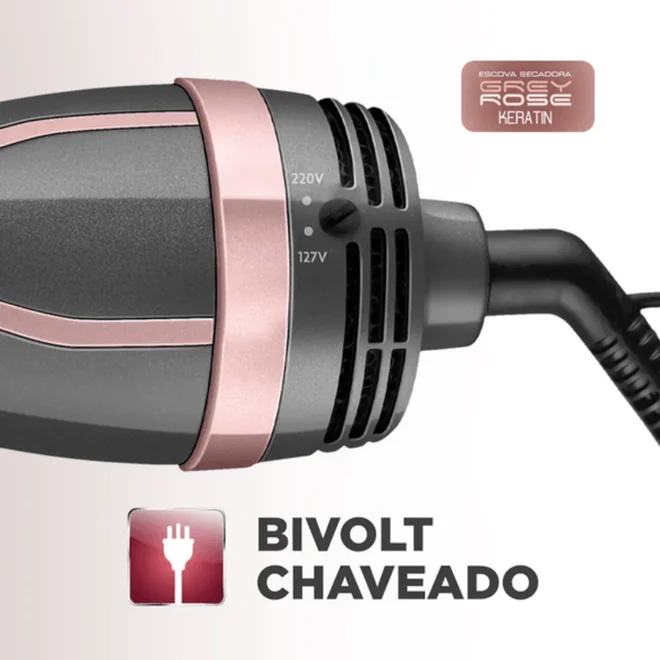 Escova Secadora Bivolt Gray Rosa - Mondial