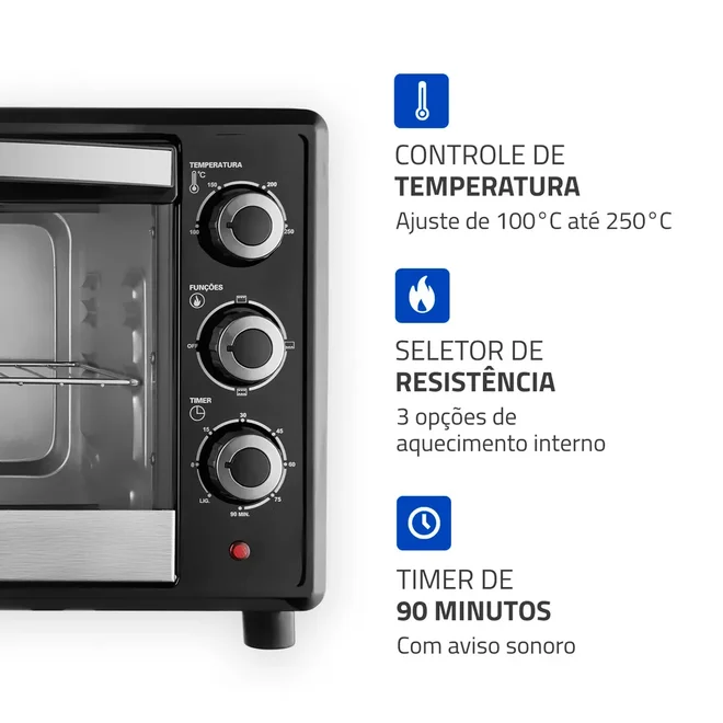Forno Elétrico FRN-42B Family ll 42 Litros 127V 1600W Preto 5529-01 - Mondial