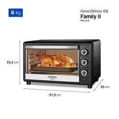Forno Elétrico FRN-42B Family ll 42 Litros 127V 1600W Preto 5529-01 - Mondial