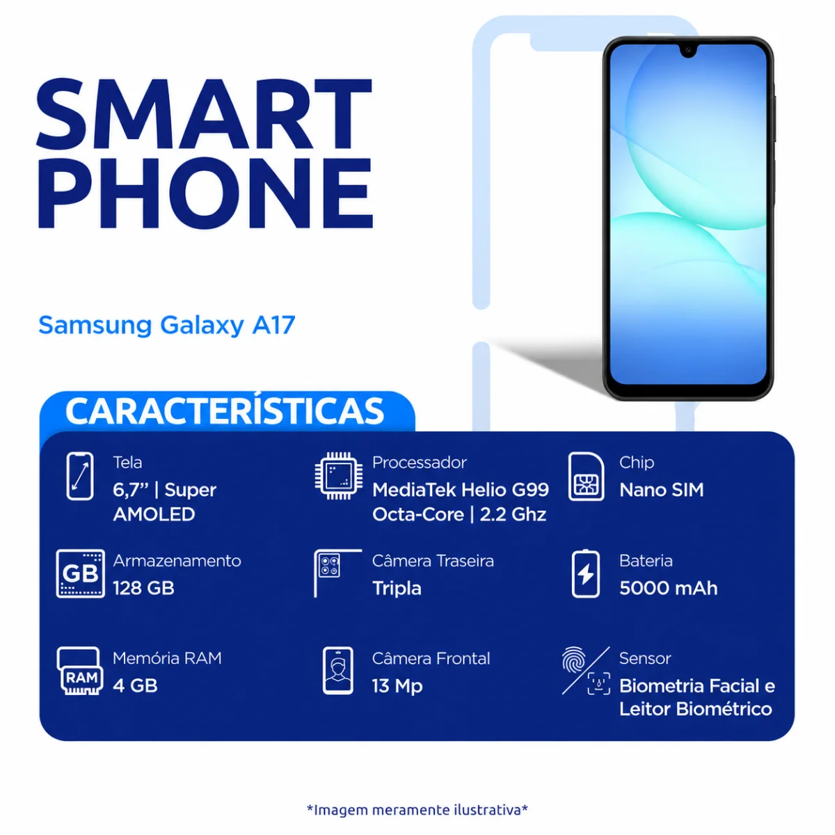 Celular Samsung Galaxy A17 4G 128GB Preto