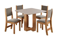 Mesa Mavie Com 4 Cadeiras Sol  Mel Blonde Veludo Perola - Viero