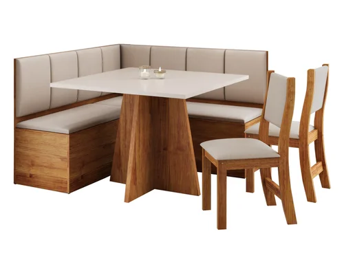 Conjunto De Mesa Canto Paco Com 2 Cadeiras Sol Mel Bronze - Viero