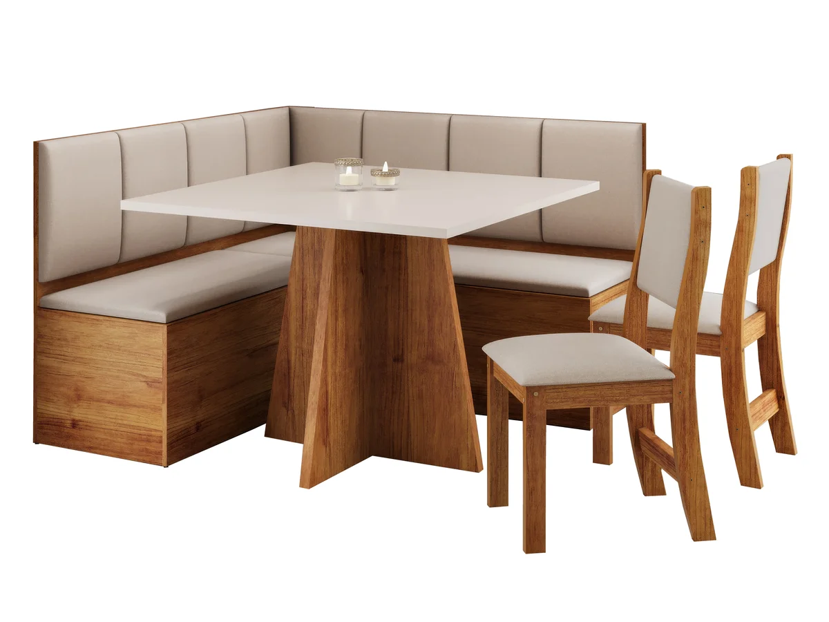 Conjunto De Mesa Canto Paco Com 2 Cadeiras Sol Mel Bronze - Viero