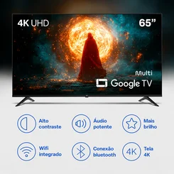 Smart TV 65" Google 4K DLED Preto - Multi